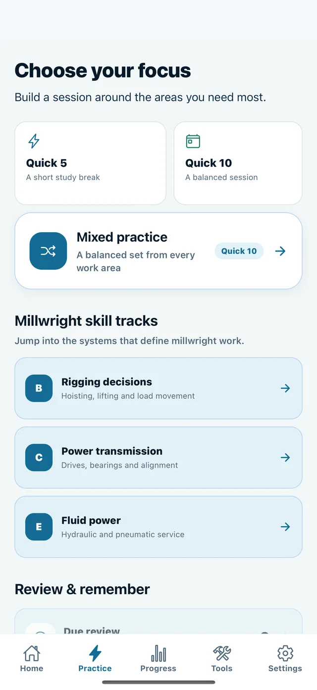 Millwright — Focused practice session